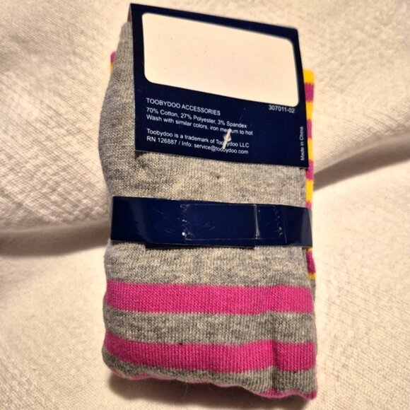 Tooby Doo girls footless sweater tights leggings 2 gray, yellow & pink NEW - Picture 2 of 8